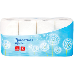 Бумага туалетная 2сл 8шт/уп 16,2м белая OFFICECLEAN