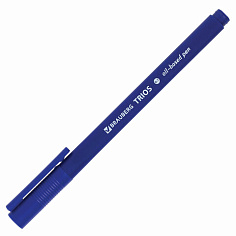 Ручка шарик синяя масляная игол/након 0,35мм BRAUBERG TRIOS трехгранная