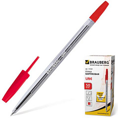 Ручка шарик красная 0,5мм BRAUBERG LINE