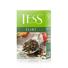 Чай зеленый TESS FLIRT с клубникой и персиком 100г