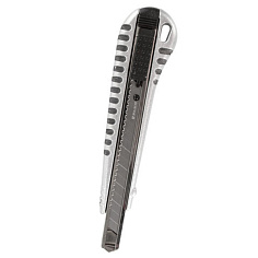 Нож канцелярский 9мм BRAUBERG METALLIC метал корпус/автофиксатор/блистер