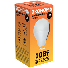 Лампа светодиодная Е27 груша 10Вт 2700К теплый белый свет СТАРТ