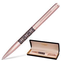 Ручка шарик GALANT FACTURA черный оруж металл корпус/розовое золото детали/синяя