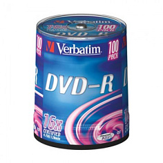 Диск DVD-R VERBATIM 16х4,7GB 100шт Cake Box