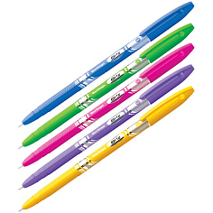Ручка шарик синяя масляная игол/након 0,5мм BERLINGO BLITZ ассорти
