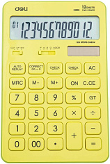 Калькулятор 12 разрядов DELI EM01551 настольный желтый