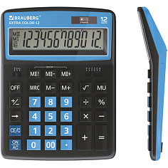 Калькулятор 12 разрядов BRAUBERG EXTRA COLOR-12BKBU настольный черно-голубой
