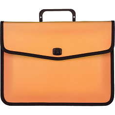 Портфель А4 13 отд 700мкм JOY пластик оранжевый с окантовкой