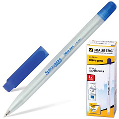 Ручка шарик синяя масляная 0,35мм BRAUBERG OLIVE PEN OLP003