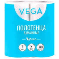 Полотенце бум 2сл 2шт/уп 12м с тиснением белые VEGA