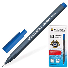 Ручка линер 0,4мм синяя BRAUBERG CORBON трехгранная