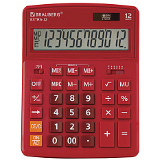 Калькулятор 12 разрядов BRAUBERG EXTRA-12WR настольный бордовый