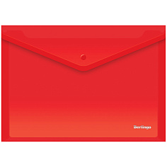 Папка-конверт А4 на кнопке 180мкм BERLINGO красный