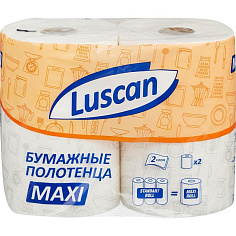 Полотенце бум 2сл 2шт/уп 35м с тиснением белые LUSCAN MAXI