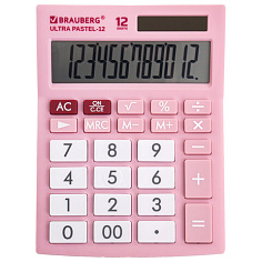Калькулятор 12 разрядов BRAUBERG ULTRA PASTEL-12PK настольный розовый