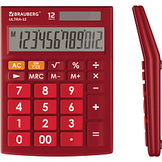 Калькулятор 12 разрядов BRAUBERG ULTRA PASTEL-12WR настольный бордовый