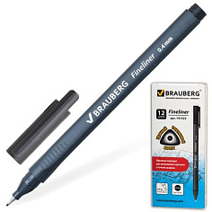 Ручка линер 0,4мм черная BRAUBERG CORBON трехгранная