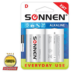 Батарейка D LR20 2шт/уп SONNEN EVERYDAY USE АЛКАЛИН 1,5В