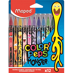 Фломастеры 12цв MAPED COLOR'PEPS MONSTER смываемые 845400