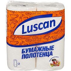 Полотенце бум 2сл 2шт/уп 12,5м с тиснением белые LUSCAN