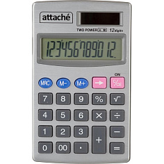 Калькулятор 12 разрядов ATTACHE ATC-333-12P карманный/серебристый