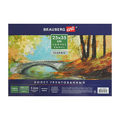 Холст BRAUBERG 25х35см грунт на картоне