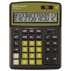 Калькулятор 12 разрядов BRAUBERG EXTRA-12BKOL настольный черно-оливковый