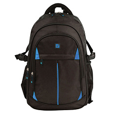 Рюкзак молодежный TINANIUM 45х28х18см 2отд/5карманов черный/синие вставки
