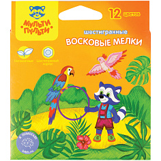 Карандаши восковые 12цв ЕНОТ В НОВОЙ ГВИНЕЕ шестигранные