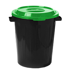 Бак для отходов 90л с крышкой черный пластик