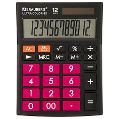 Калькулятор 12 разрядов BRAUBERG ULTRA COLOR-12BKWR настольный черно-малиновый