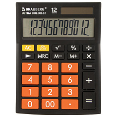 Калькулятор 12 разрядов BRAUBERG ULTRA COLOR-12BKRG настольный черно-оранжевый