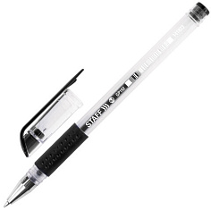 Ручка гелевая черная рез/грип 0,35мм STAFF EVERYDAY