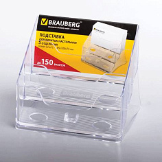 Подставка д/визитных карточек BRAUBERG 90х100х120мм 3отд пласт прозр