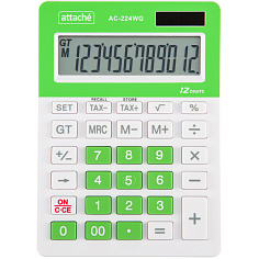 Калькулятор 12 разрядов ATTACHE AC-223WG настольный бело-зеленый