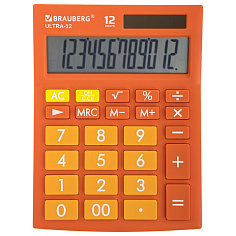 Калькулятор 12 разрядов BRAUBERG ULTRA PASTEL-12RG настольный оранжевый