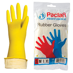 Перчатки латексные S PACLAN PROFESSIONAL с х/б напылением желтые