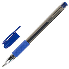 Ручка гелевая синяя рез/грип 0,35мм STAFF BASIC