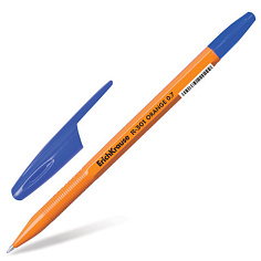 Ручка шарик синяя 0,35мм ERICH KRAUSE R-301 оранжевый корпус 43194