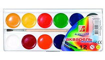 Краски акв 12цв КЛАССИКА с кистью пл/уп 19с1287-08 Луч