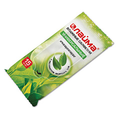 Салфетки влажные 15шт универсальные экстракт зеленого чая ЛАЙМА