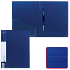 Скоросшиватель пласт А4 BRAUBERG CONTRACT с пружиной 0,7мм карман синий