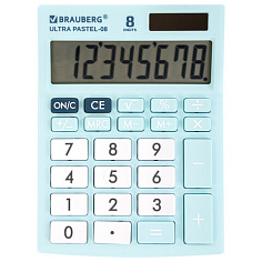 Калькулятор 8 разрядов BRAUBERG ULTRA PASTEL-08LB настольный голубой