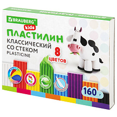 Пластилин 8цв 160гр со стеком KIDS