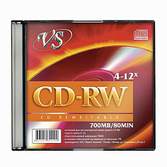 Диск CD-RW VS 700Mb 4-12хSlim Case 1шт