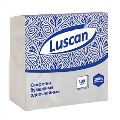 Салфетки бум 24х24 100шт/уп 1-слойн белые LUSCАN