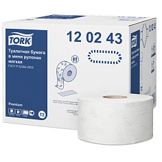 Бумага туалетная 2сл 12рул/уп 170м 1214л 9,5х14см белая TORK PREMIUM Т2
