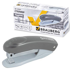 Степлер №10 12л с антистеплером BRAUBERG EINKOMMEN серый