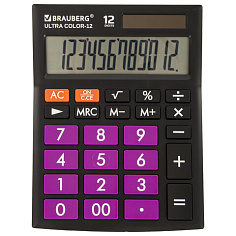 Калькулятор 12 разрядов BRAUBERG ULTRA COLOR-12BKPR настольный черно-фиолетовый