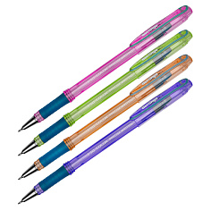 Ручка шарик синяя масляная рез/грип игол/након 0,2мм BERLINGO I-10 COLOR ассорти
